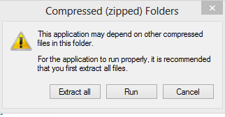 Windows 8 Response to Zipped Folder
